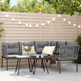 Gartensofa mit schwarzen Kissen aus Stahl und Textilene von , Gartensets - Ref: Foro24-3283744, Preis: 398,99 €, Rabatt: %