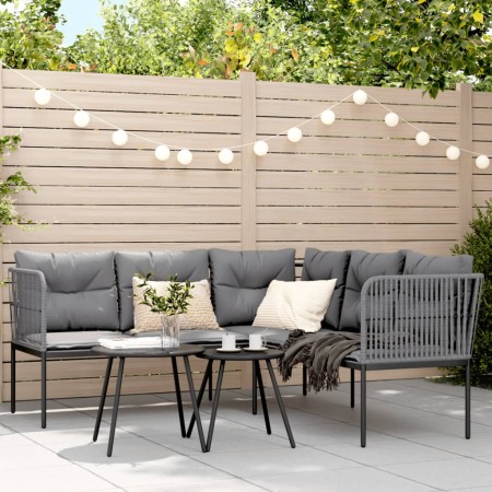 Gartensofa mit schwarzen Kissen aus Stahl und Textilene von , Gartensets - Ref: Foro24-3283744, Preis: 398,99 €, Rabatt: %