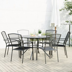 Stackable garden chairs, 7 pieces, steel with gray powder coating by , Garden sets - Ref: Foro24-3283759, Price: 419,36 €, Di...