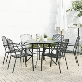 Stackable garden chairs, 7 pieces, steel with gray powder coating by , Garden sets - Ref: Foro24-3283771, Price: 567,43 €, Di...