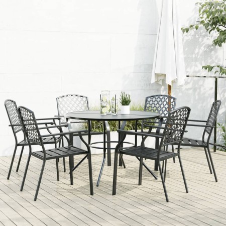 Stackable garden chairs, 7 pieces, steel with gray powder coating by , Garden sets - Ref: Foro24-3283771, Price: 542,95 €, Di...