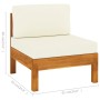 Central sofa with white cream acacia wood cushions by vidaXL, Modular outdoor sofas - Ref: Foro24-310646, Price: 119,67 €, Di...