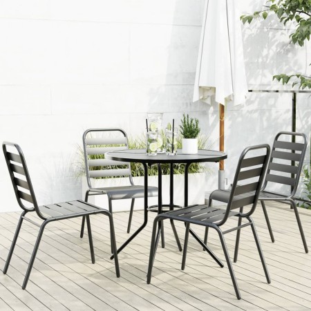 Stackable garden chairs, set of 5, made of steel with a gray powder coating. by , Garden sets - Ref: Foro24-3283765, Price: 2...