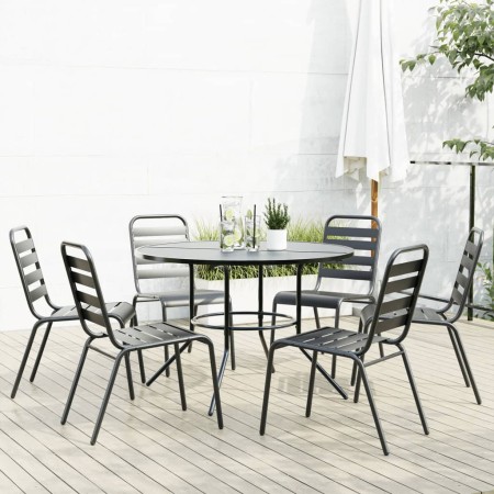 Stackable garden chairs, 7 pieces, steel with gray powder coating by , Garden sets - Ref: Foro24-3283767, Price: 392,84 €, Di...