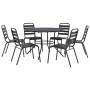 Stackable garden chairs, 7 pieces, steel with gray powder coating by , Garden sets - Ref: Foro24-3283767, Price: 392,84 €, Di...