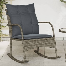 Silla mecedora de jardín con cojines ratán sintético gris de , Sillas de jardín - Ref: Foro24-369020, Precio: 105,38 €, Descu...