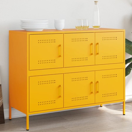 Cold-rolled steel sideboard in yellow, 100.5x39x79 cm by , Sideboards - Ref: Foro24-843099, Price: 184,42 €, Discount: %