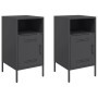 Bedside tables 2 units cold-rolled steel black 36x39x68 cm by , Nightstands - Ref: Foro24-843067, Price: 137,01 €, Discount: %