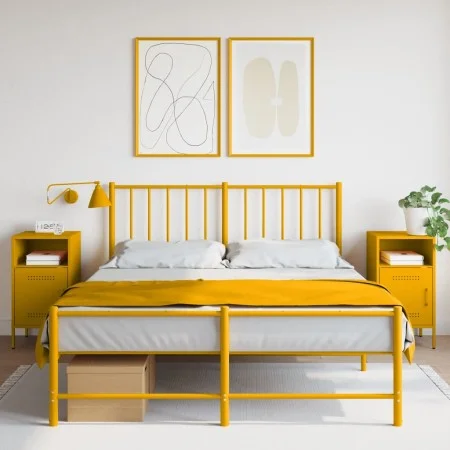 Zwei Nachttische aus gelbem Senf-Stahl, 36x39x68 cm. von , Nachttische - Ref: Foro24-843073, Preis: 113,93 €, Rabatt: %