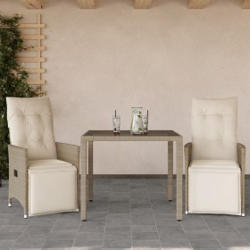 Garden table and 3-piece chair set with beige synthetic rattan cushions. by , Garden sets - Ref: Foro24-3276937, Price: 354,1...