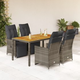 Gartentisch und Stühle 5-teilig und Kissen aus grauem Kunststoff-Rattan von , Gartensets - Ref: Foro24-3276887, Preis: 616,43...