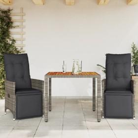 Gartentisch und Stühle 3-teilig und Kissen aus grauem Kunststoff-Rattan. von , Gartensets - Ref: Foro24-3276885, Preis: 306,4...