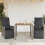 Gartentisch und Stühle 3-teilig und Kissen aus grauem Kunststoff-Rattan. von , Gartensets - Ref: Foro24-3276885, Preis: 324,8...