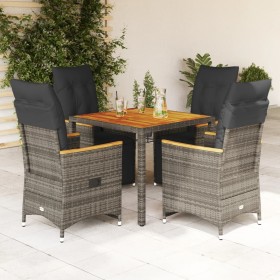 Garden table and 5-piece chair set with gray synthetic rattan cushions by , Garden sets - Ref: Foro24-3276968, Price: 540,12 ...