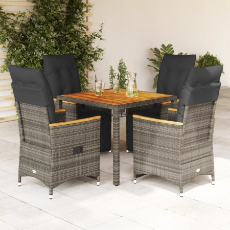 Garden table and 5-piece chair set with gray synthetic rattan cushions by , Garden sets - Ref: Foro24-3276968, Price: 539,20 ...