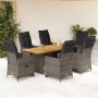 Gartentisch und Stühle 7-teilig mit grauen Polstern aus synthetischem Rattan von , Gartensets - Ref: Foro24-3276891, Preis: 9...