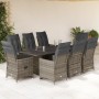 Garden table and 9-piece chair set with gray synthetic rattan cushions. by , Garden sets - Ref: Foro24-3276900, Price: 1,00 €...