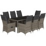 Garden table and 9-piece chair set with gray synthetic rattan cushions. by , Garden sets - Ref: Foro24-3276898, Price: 1,00 €...