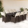 Garden table and chairs set, 9 pieces with brown PE rattan cushions. by , Garden sets - Ref: Foro24-3277263, Price: 1,00 €, D...