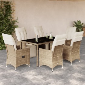 Gartentisch- und Stuhlset, 7-teilig, mit PE-Rattan-Beige-Kissen. von , Gartensets - Ref: Foro24-3276940, Preis: 792,99 €, Rab...