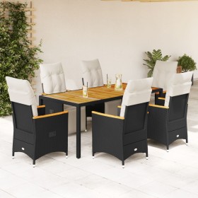 Gartentisch- und Stuhlset, 7-teilig, mit schwarzen PE-Rattan-Kissen. von , Gartensets - Ref: Foro24-3276963, Preis: 841,99 €,...