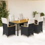 Garden table and chairs set 7 pieces with black PE rattan cushions by , Garden sets - Ref: Foro24-3276963, Price: 864,19 €, D...