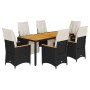 Set de mesa y sillas de jardín 7 pzas y cojines ratán PE negro de , Conjuntos de jardín - Ref: Foro24-3276963, Precio: 864,19...