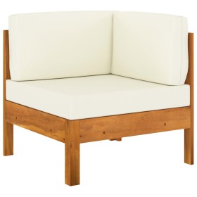 Corner sofa with white cream acacia wood cushions by vidaXL, Modular outdoor sofas - Ref: Foro24-310644, Price: 154,99 €, Dis...