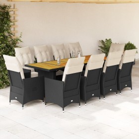 Garden table and chairs set 11 pieces with black PE rattan cushions by , Garden sets - Ref: Foro24-3277256, Price: 1,00 €, Di...