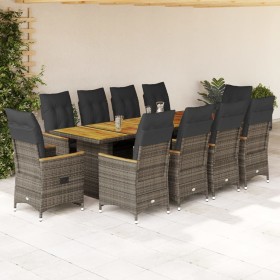 Gartentisch- und Stuhlset 11-teilig mit grauen PE-Rattan-Kissen. von , Gartensets - Ref: Foro24-3277254, Preis: 1,00 €, Rabat...