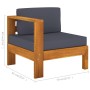 Mittelsofa mit 1 Armlehne aus dunkelgrauem Akazienholz von vidaXL, Modulare Sofas für den Außenbereich - Ref: Foro24-310641, ...