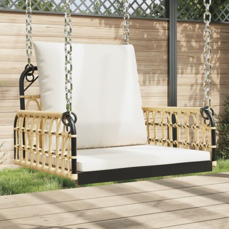 Swing chair with synthetic rattan cushions and steel 63x58x39 cm by , garden benches - Ref: Foro24-4009297, Price: 96,00 €, D...