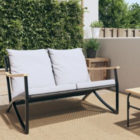 Banco de jardín con cojines acero negro 120 cm de , Conjuntos de jardín - Ref: Foro24-4009306, Precio: 167,46 €, Descuento: %