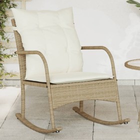 Silla mecedora de jardín con cojines ratán sintético beige de , Sillas de jardín - Ref: Foro24-369022, Precio: 105,99 €, Desc...