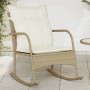 Silla mecedora de jardín con cojines ratán sintético beige de , Sillas de jardín - Ref: Foro24-369022, Precio: 105,27 €, Desc...