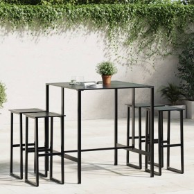 High table and garden stools set, 5 pieces, black steel by , Garden sets - Ref: Foro24-3283752, Price: 360,58 €, Discount: %