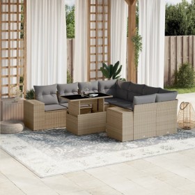 Gartensofagarnitur 9-teilig mit Kissen aus synthetischem Rattan in Beige. von , Gartensets - Ref: Foro24-3269059, Preis: 676,...