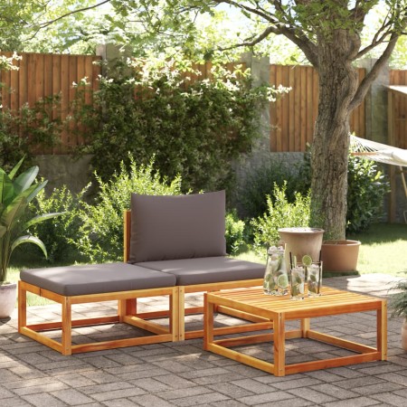 Garden sofa set with 3-piece solid acacia wood cushions. by , Outdoor sofas - Ref: Foro24-4008174, Price: 250,65 €, Discount: %