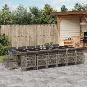 Garten-Essgruppe 17-teilig mit grauen Polstern aus synthetischem Rattan von , Gartensets - Ref: Foro24-3210824, Preis: 1,00 €...