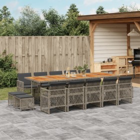 Garten-Essgruppe mit 15-teiligen Kissen aus grauem synthetischem Rattan. von , Gartensets - Ref: Foro24-3210818, Preis: 980,9...