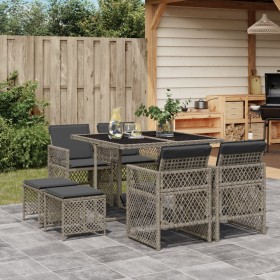 Garden dining set 9 pieces and gray synthetic rattan cushions by , Garden sets - Ref: Foro24-3210776, Price: 403,99 €, Discou...