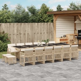 Garten-Essgruppe, 17-teilig, mit Kissen, aus synthetischem Rattan in Beige. von , Gartensets - Ref: Foro24-3210826, Preis: 1,...