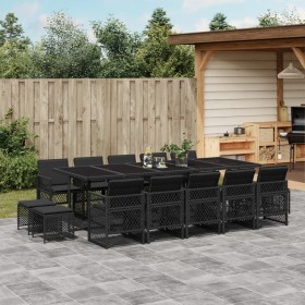 Garten-Essgruppe mit 15-teiligen Kissen aus schwarzem Kunststoff-Rattan. von , Gartensets - Ref: Foro24-3210811, Preis: 881,8...