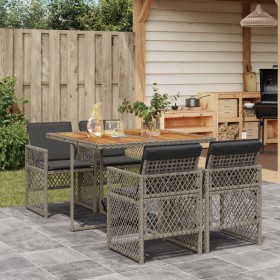 5-piece garden dining set with gray synthetic rattan cushions by , Garden sets - Ref: Foro24-3210722, Price: 337,99 €, Discou...