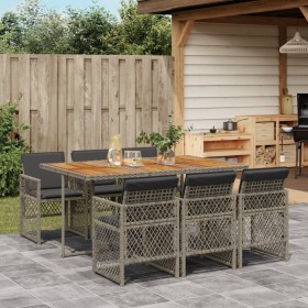 Garden dining set 7 pieces and gray synthetic rattan cushions by , Garden sets - Ref: Foro24-3210734, Price: 505,76 €, Discou...