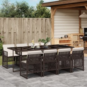 Garten-Essgruppe, 9-teilig, mit braunen Kunststoff-Rattan-Kissen. von , Gartensets - Ref: Foro24-3210741, Preis: 614,99 €, Ra...