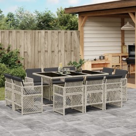 Garten-Essgruppe 11-teilig mit grauen Polstern aus synthetischem Rattan. von , Gartensets - Ref: Foro24-3210851, Preis: 759,9...