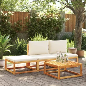 Set of garden sofas with 4-piece solid acacia wood cushions by , Garden sets - Ref: Foro24-3278889, Price: 354,99 €, Discount: %