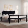 Double bed frame with black solid wood headboard by vidaXL, Beds and slatted bases - Ref: Foro24-3195565, Price: 164,99 €, Di...