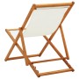 Silla de playa plegable madera maciza de eucalipto y tela crema de vidaXL, Sillas de jardín - Ref: Foro24-310314, Precio: 56,...